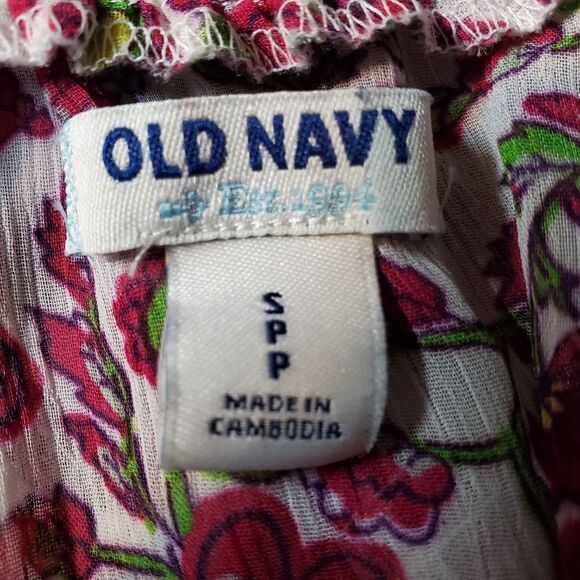 Old Navy Pink, Green, & White Sheer Top (S) - Picture 5 of 5